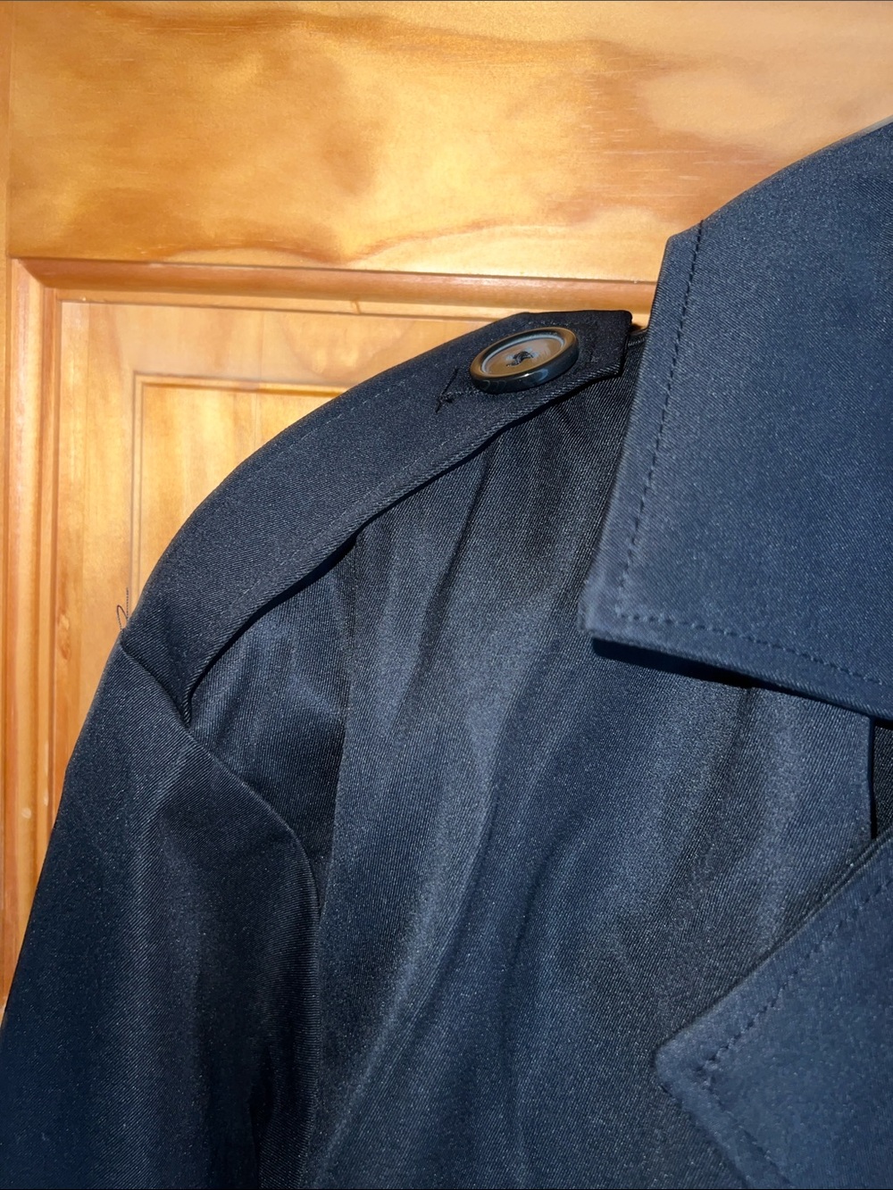 Jou Jou Black Double-Breasted Belted Trench with Epaulets [Size L] - Picture 12 of 16